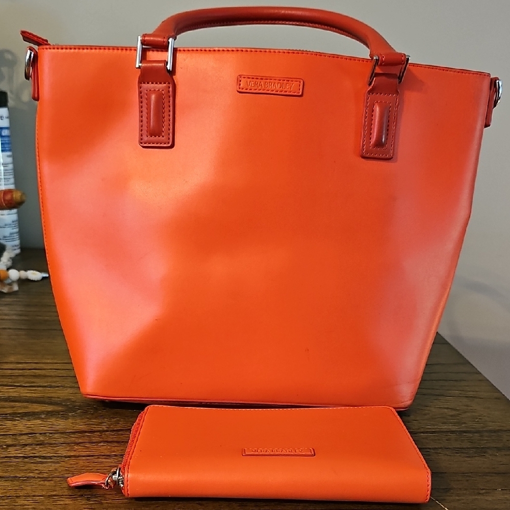 Vera Bradley Orange Tote Bag with Structured Design